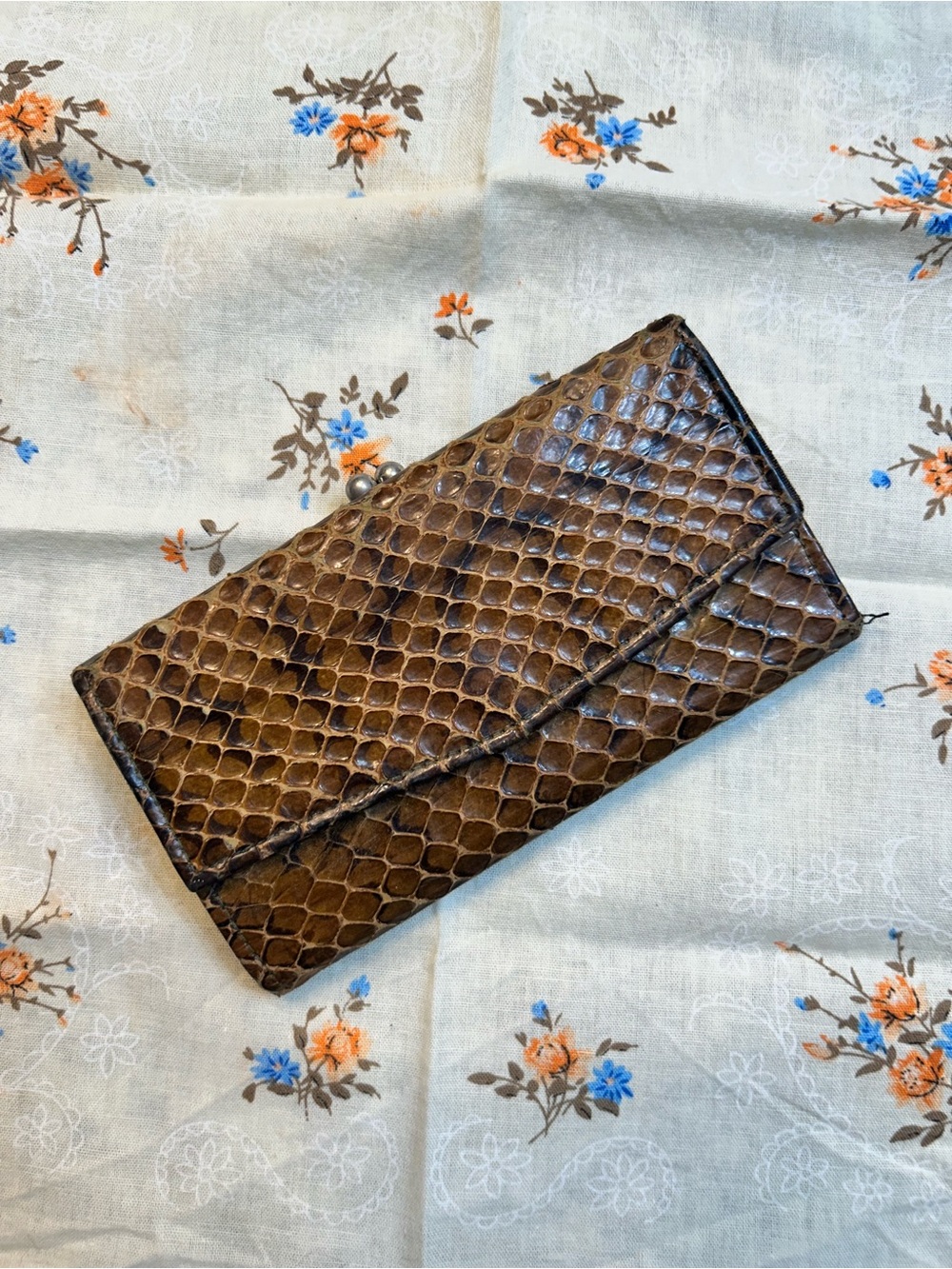 vintage St. Thomas snakeskin leather envelope wallet clutch